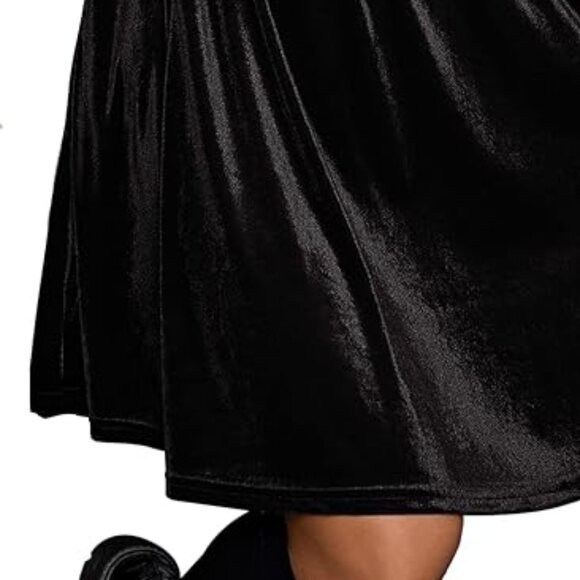 NEW Womens Wednesday Addams Family Halloween Cosplay Costume Black Velvet Dress - Picture 6 of 8